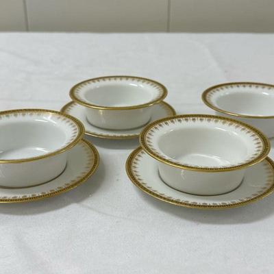 (7pc) Limoges Custard Cups | Bowl: dia. 4 in. x 1.5 in. Saucer: dia. 5 in.

