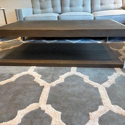 Wood & Metal Coffee Table | Wooden coffee table with metal accents. - h. 17 x w. 58 x d. 32 in

