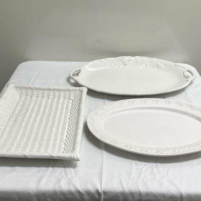 (3pc) Oval Serving Platters | Oval: 13.5 in. x 18 in. Handled: 22 in. x 15.5 in. Rectangular: 18 in. x 13 in.

