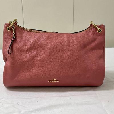 (1pc) Coach "Mia" Shoulder Bag | Vintage Coach "Mia" pink pebble leather shoulder bag. - h. 8 x w. 6 x l. 13 in

