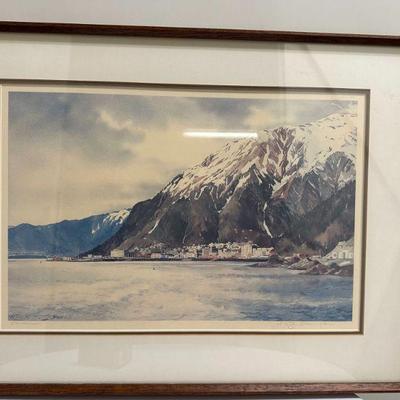 Artwork - Juneau, Alaska | Lithograph of Juneau, Alaska in matted frame. Signed by artist: "N.Taylor Stonington". Artwork...
