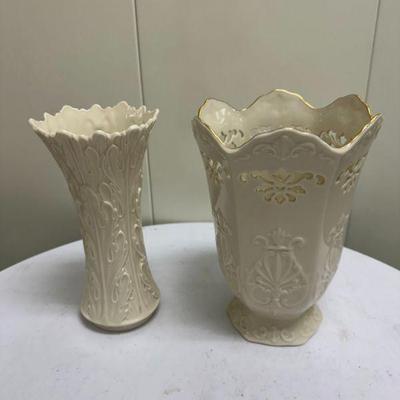 (2pc) Lenox Vases | Tall Lenox vases, h. 8.5 in. and 9 in.

