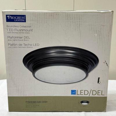 (1pc) Ceiling Light - LED | Progress Lighting LED flush mount with etched white glass. - h. 4 1/8 x w. 15 1/4 in

