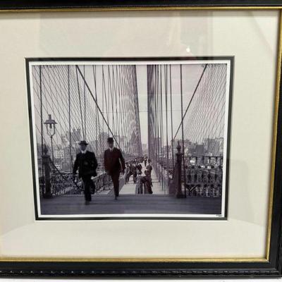 Artwork - Brooklyn Bridge | Photograph of historical Brooklyn Bridge in black frame. Numbered: 21/100 Artwork measures: 8.25 x 9.75 in. -...