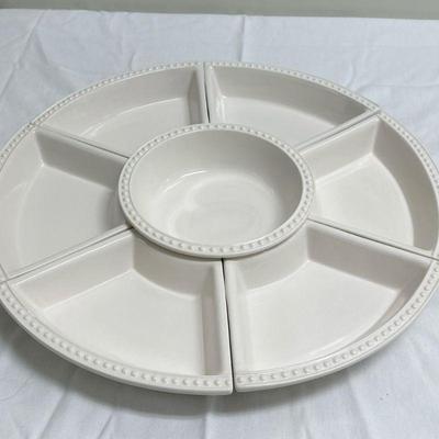 (7pc) Sectioned Appetizer Plate | Serving pieces for appetizers. - h. 2 x dia. 20 in

