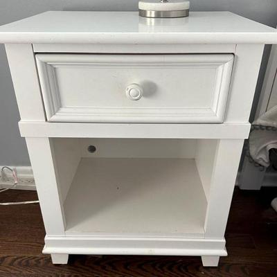 White Bedside Table | Young America white wood nightstand with a single drawer over an open shelf.

