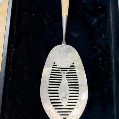 Antique SS Fish server - Engraved and dated 1836