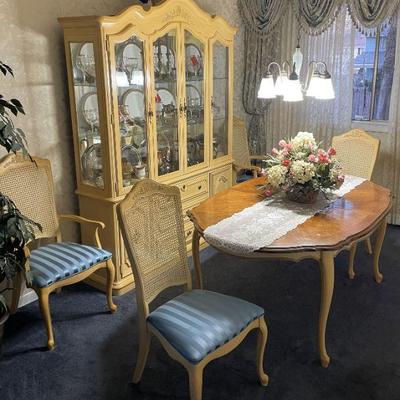 Table, chairs (6) and China cabinet- $500