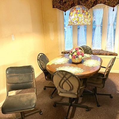 Table and Chairs (5)- $200 
Hanging Lamp- $100 