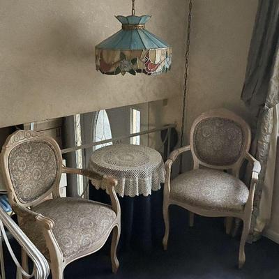 Table and chairs (2)- $100 
Hanging Lamp- $50 