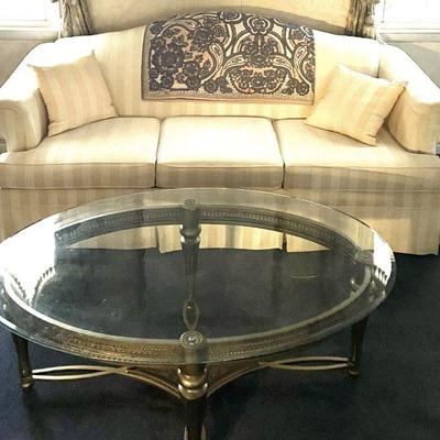 White Sofa- $200 
Glass Coffee Table- 75