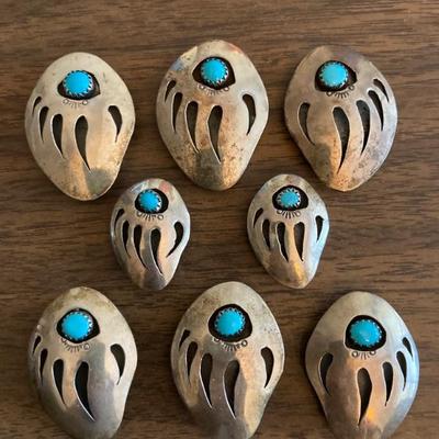 Native American sterling button covers