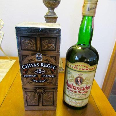 Vintage sealed whiskey bottles