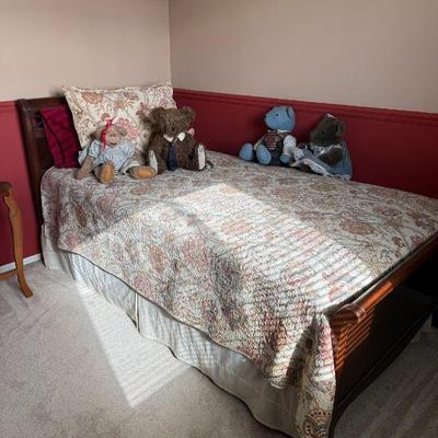 Twin mattress/boxspring with Antique Cherry headboard/footboard x2