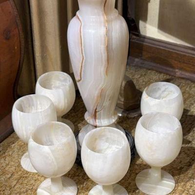 Onyx goblets complementing vase