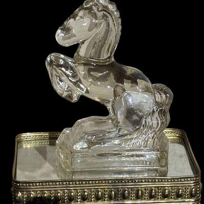 Vintage hollywood regency glass horse