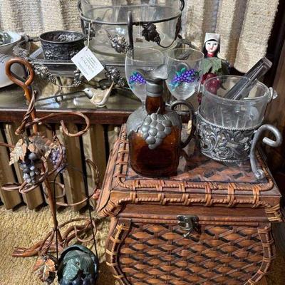 Grape wine theme serving pieces
