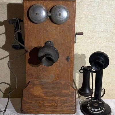 Vintage phones wall mount candlestick