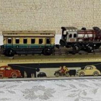 Vintage arnold tin wind up rail road train
