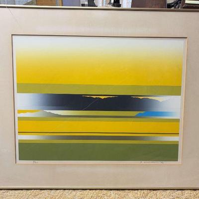1976 tetsuro sawada abstract landscape silkscreen