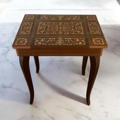 Vintage italian inlaid music box table for repair