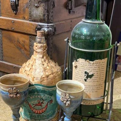 J b scotch whiskey display bottle & rocker stand