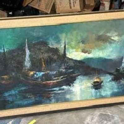 Vintage mid century oil on canvas