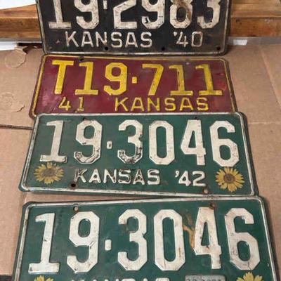 Kansas license plates 1940 thru 1943