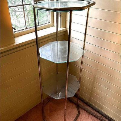 48 tall brass, & glass etagere