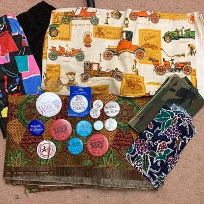 Vintage fabric yardage and collectible buttons