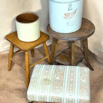 Red wing crock stools & foot stools