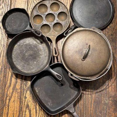 Cast iron wagner griswold, square skillet & more