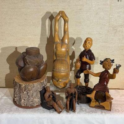 Carved wood sculptures figurines