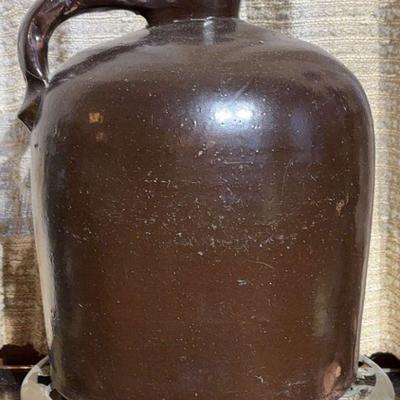 Antique whiskey brown stoneware jug
