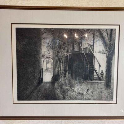 1966 peter milton the garden" etching