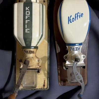 Wall mounted pede dienes" hand cranked coffee grinders