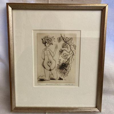 Amorous pair by morten fern signed etching