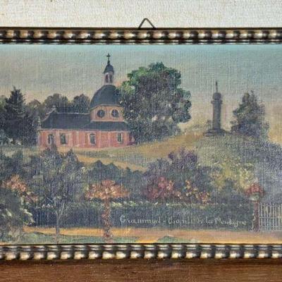Artist signed oil titled grammont chapelle de la montagne"