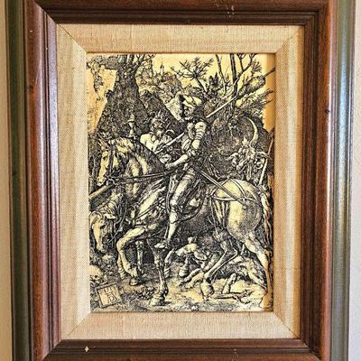 Albrecht Durer - Knight, Death and the Devil framed etching.