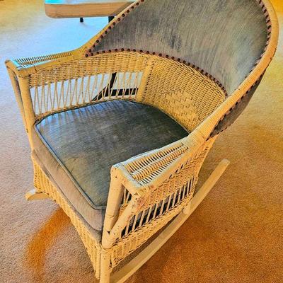 Wicker rocking chair.