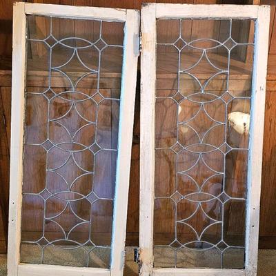 Pair of old leaded glass windows.