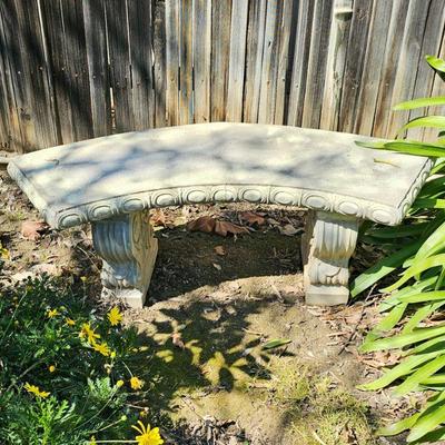 Total of 5 concrete garden / yard benches.