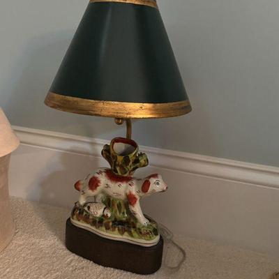 Staffordshire Porcelain Statue with Lamp Mount
