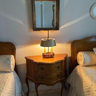 Two Drawer Side Chest with Carved Legs