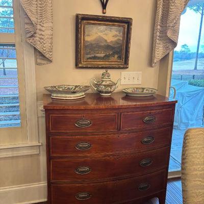 Inlaid Bow Front Chest of 
Drawers