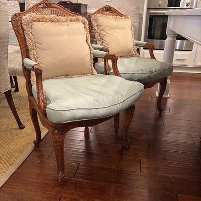 Pait of French Armchairs with Down Cushions