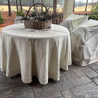 Round Patio Table with Six Chairs