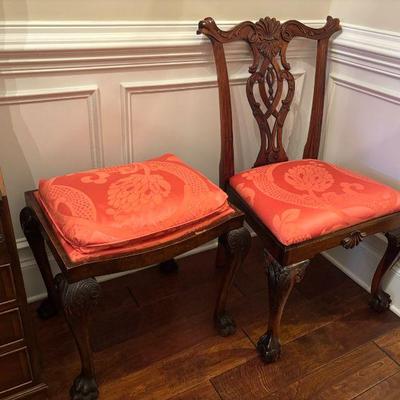 Chippendale Style Ball and Claw Chair with Footstool of the Philadelphia Taste