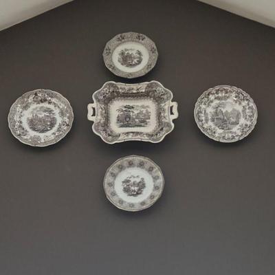 Brown and White English and Other Transferware.