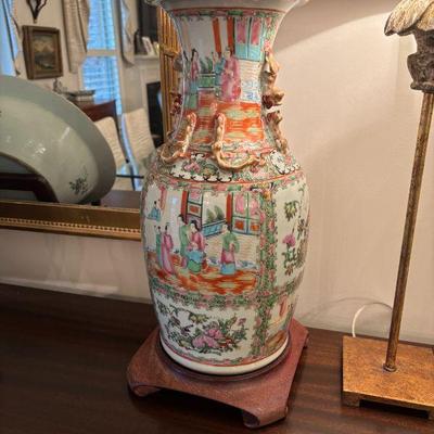 Pair of Rose Medalion Porcelain Vases